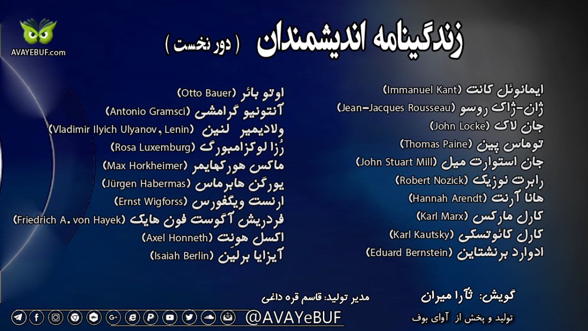 زندگینامه اندیشمندان | دوره نخست |خوانش: ثآرا میران | ناشر آوای بوف | AVAYEBUF